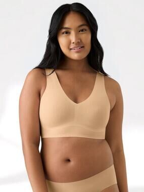 True Women's Large True Body V-Neck Push Up Wirefree Beige T-Shirt Bra N13-30